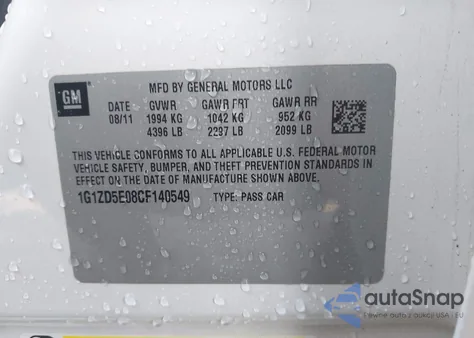 2012 Chevrolet Malibu 2Lt из США, поврежденный, VIN 1G1ZD5E08CF140549